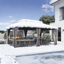 PURPLE LEAF Graues Hardtop-Pavillon mit strapazierfähigem verzinktem Stahl-Dach in Doppeldach-Ausführung mit Netz und Vorhängen