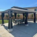 PURPLE LEAF Patio-Pavillon für den Garten Hardtop aus verzinktem Stahl mit verbesserten Vorhängen Arktis Grau