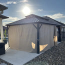Purple Leaf Bronzer Hardtop-Gartenpavillon mit, verzinktem Stahl-Doppeldach, Netz und Vorhängen, klaren Lichterketten