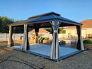 Purple Leaf Bronzer Hardtop-Gartenpavillon mit, verzinktem Stahl-Doppeldach, Netz und Vorhängen, milchweißen Lichterketten