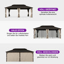 Purple Leaf Bronzer Hardtop-Gartenpavillon für Terrasse mit verzinktem Stahl-Doppeldach, Netz und Vorhängen