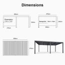 PURPLE LEAF Lamellen Pergola Outdoor Aluminium Pergola Freistehend Pergola mit Lamellendach Einstellbar Hardtop Pavillon,mit Geeignet für Garten Terrasse Hinterhof,Grau