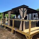 Purple Leaf Bronzer Hardtop-Gartenpavillon für Terrasse mit verzinktem Stahl-Doppeldach, Netz und Vorhängen