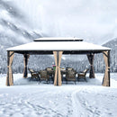 PURPLE LEAF Alu Pavillon Wasserdicht Stabil Winterfest Gartenpavillon mit Moskitonetz Hardtop Pavillon mit Stahldach, Bronze