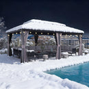 PURPLE LEAF Grauer Hardtop-Pavillon mit robustem Doppel-Dach aus verzinktem Stahl und Lichterkette - transparent