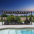PURPLE LEAF Pergola Metall Garten Pavillon Aluminium Gazebo Wasserdicht Stabil Winterfest Gartenpavillon Mit Sonnenschutz Überdachung -milchweiße Lichterkette