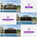 PURPLE LEAF Terrassenpavillon für den Garten | Hardtop mit verzinktem Stahlrahmen und Lichterkette  - transparent | Arktis Grau