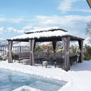 PURPLE LEAF Graues Hardtop-Pavillon mit strapazierfähigem verzinktem Stahl-Dach in Doppeldach-Ausführung mit Netz und Vorhängen