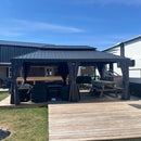 PURPLE LEAF Grau Alu Pavillon Wasserdicht Stabil Winterfest Wetterfest Gartenpavillon mit 4 Doppel Seitenteile Hardtop Pavillon mit Stahldach