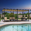 PURPLE LEAF Pergola Metall Garten Pavillon Aluminium Pergola Wasserdicht Stabil Winterfest Gartenpavillon Mit Sonnenschutz Überdachung mit Lichterkette - transparent