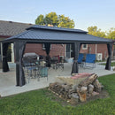 PURPLE LEAF Grau Alu Pavillon Wasserdicht Stabil Winterfest Wetterfest Gartenpavillon mit 4 Doppel Seitenteile Hardtop Pavillon mit Stahldach