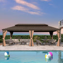 PURPLE LEAF Alu Pavillon Wasserdicht Stabil Winterfest Gartenpavillon mit Moskitonetz Hardtop Pavillon mit Stahldach, Bronze