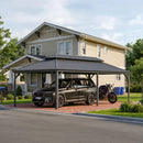 PURPLE LEAF Grau Alu Pavillon Wasserdicht Stabil Winterfest Wetterfest Gartenpavillon mit 4 Doppel Seitenteile Hardtop Pavillon mit Stahldach