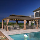 PURPLE LEAF Outdoor-Hardtop-Pavillon für den Garten, bronzefarbenes Doppel-Dach, Aluminiumrahmen, mit Lichterkette - klar