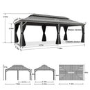 PURPLE LEAF Patio-Pavillon für den Garten Hardtop aus verzinktem Stahl mit verbesserten Vorhängen Arktis Grau