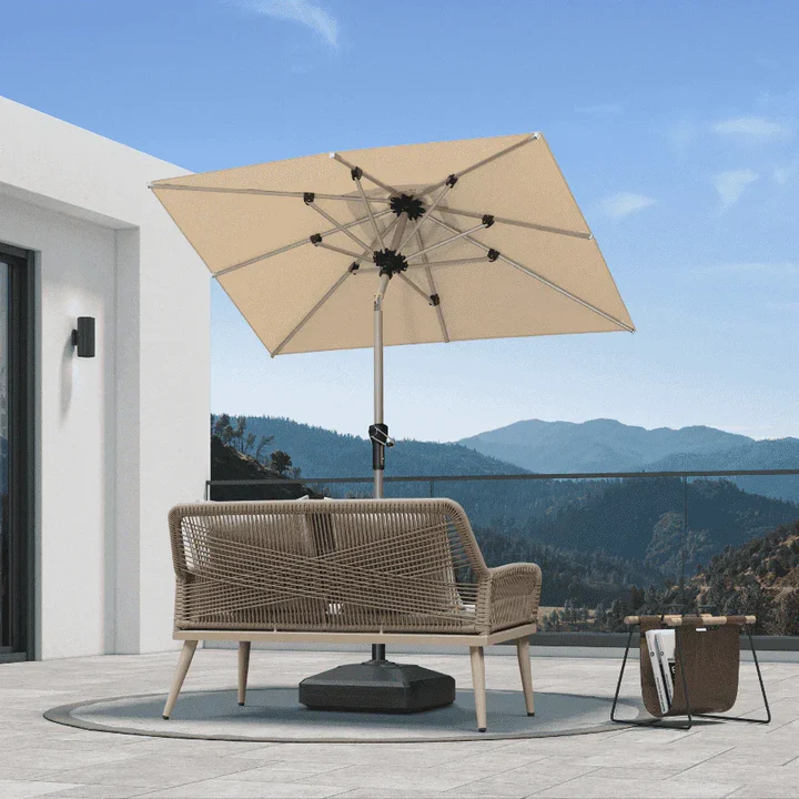 PURPLE LEAF Sonnenschirm Alu Gartenschirm Mit 30° Neigung Terrassenschirm Tischschirm Wasserdichter Mittelstockschirme für Market