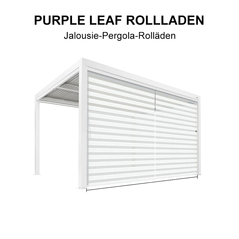 PURPLE LEAF Rollos in Weiß für Lamellen Pergola Wärmedämmung, UV-Schutz Sonnenschutz wasserdichtes Gewebe Sichtschutz pflegeleicht für Terrasse als Seitenrollo