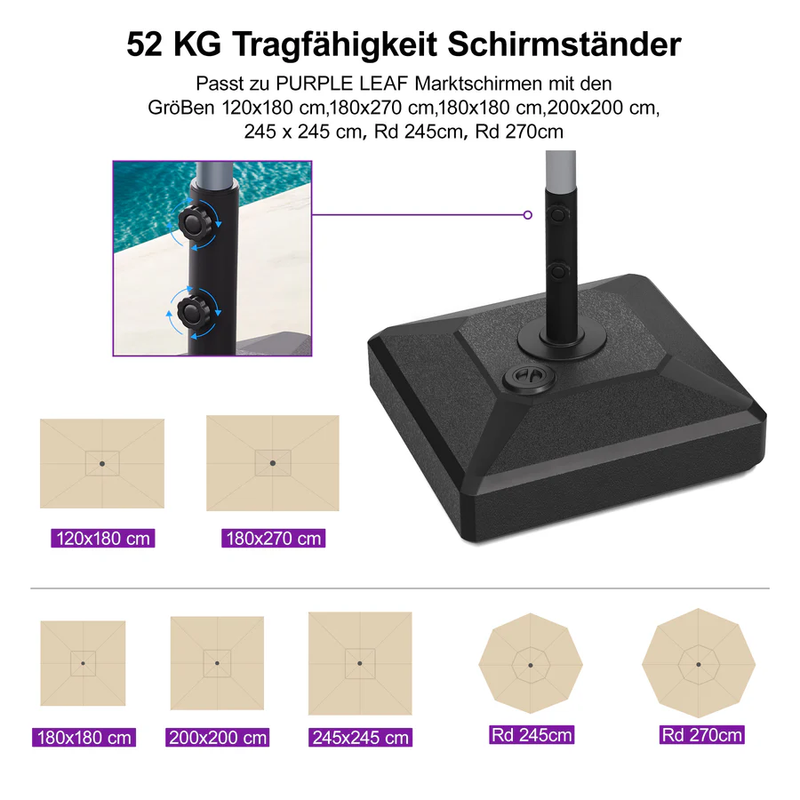 Häufiger Kauf: PURPLE LEAF Mittelmast-Sonnenschirmständer in Schwarz