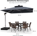 PURPLE LEAF Sonnenschirm Balkon Ampelschirm Drehbar Neigbar Kippbar Marktschirm Groß 360°Rotation, mit LED