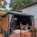 PURPLE LEAF Grau Alu Pavillon Wasserdicht Stabil Winterfest Wetterfest Gartenpavillon mit 4 Doppel Seitenteile Hardtop Pavillon mit Stahldach