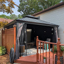 PURPLE LEAF Grau Alu Pavillon Wasserdicht Stabil Winterfest Wetterfest Gartenpavillon mit 4 Doppel Seitenteile Hardtop Pavillon mit Stahldach