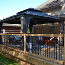 PURPLE LEAF Grau Alu Pavillon Wasserdicht Stabil Winterfest Wetterfest Gartenpavillon mit 4 Doppel Seitenteile Hardtop Pavillon mit Stahldach