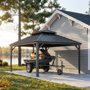 PURPLE LEAF Grau Alu Pavillon Wasserdicht Stabil Winterfest Wetterfest Gartenpavillon mit 4 Doppel Seitenteile Hardtop Pavillon mit Stahldach