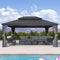 PURPLE LEAF Grau Alu Pavillon Wasserdicht Stabil Winterfest Wetterfest Gartenpavillon mit 4 Doppel Seitenteile Hardtop Pavillon mit Stahldach