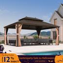 PURPLE LEAF Alu Pavillon Wasserdicht Stabil Winterfest Gartenpavillon mit Moskitonetz Hardtop Pavillon mit Stahldach, Bronze