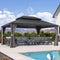 PURPLE LEAF Grau Alu Pavillon Wasserdicht Stabil Winterfest Wetterfest Gartenpavillon mit 4 Doppel Seitenteile Hardtop Pavillon mit Stahldach