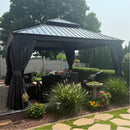 PURPLE LEAF Grau Alu Pavillon Wasserdicht Stabil Winterfest Wetterfest Gartenpavillon mit 4 Doppel Seitenteile Hardtop Pavillon mit Stahldach