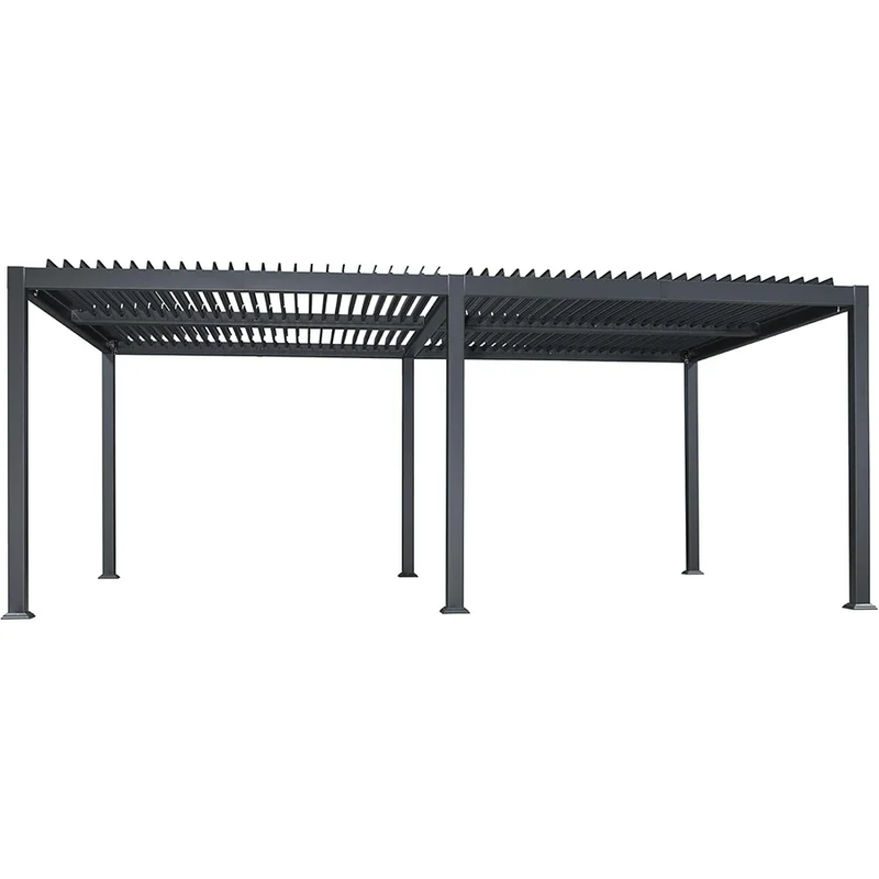 PURPLE LEAF Lamellen Pergola Outdoor Aluminium Pergola mit Verstellbarem Lamellendach für Terrasse und Garten Grau