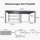 PURPLE LEAF Lamellen Pergola Outdoor Aluminium Pergola mit Verstellbarem Lamellendach für Terrasse und Garten Grau