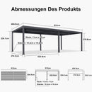 PURPLE LEAF Lamellen Pergola Outdoor Aluminium Pergola mit Verstellbarem Lamellendach für Terrasse und Garten Grau