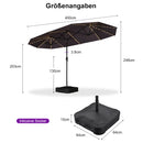 PURPLE LEAF Doppelseitiger Sonnenschirm mit LED-Beleuchtung – inklusive Sockel für den Außenbereich