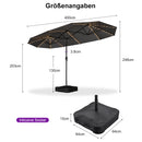 PURPLE LEAF Doppelseitiger Sonnenschirm mit LED-Beleuchtung – inklusive Sockel für den Außenbereich