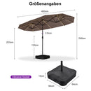 PURPLE LEAF Doppelseitiger Sonnenschirm mit LED-Beleuchtung – inklusive Sockel für den Außenbereich
