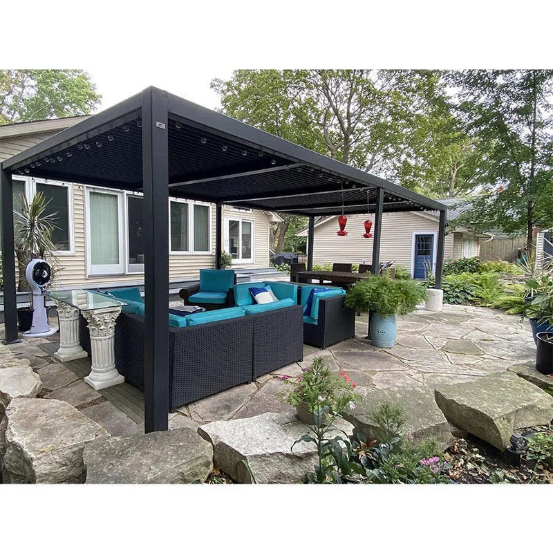 PURPLE LEAF Lamellen Pergola Outdoor Aluminium Pergola mit Verstellbarem Lamellendach für Terrasse und Garten Grau