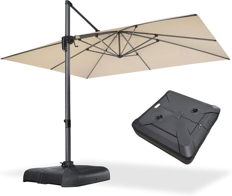 PURPLE LEAF Sonnenschirm Groß Ampelschirm mit Kurbel 360-Grad Drehbar mit Schirmständer