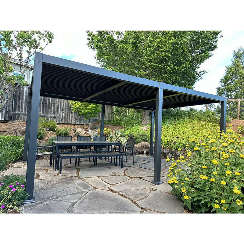 PURPLE LEAF Lamellen Pergola Outdoor Aluminium Pergola mit Verstellbarem Lamellendach für Terrasse und Garten Grau