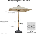 PURPLE LEAF Holzoptik Sonnenschirm Mittelsäulenschirm aus Aluminium Marktschirm für Balkon Market Garten