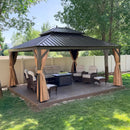 PURPLE LEAF Alu Pavillon Wasserdicht Stabil Winterfest Gartenpavillon mit Moskitonetz Hardtop Pavillon mit Stahldach, Bronze