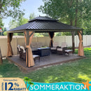 PURPLE LEAF Alu Pavillon Wasserdicht Stabil Winterfest Gartenpavillon mit Moskitonetz Hardtop Pavillon mit Stahldach, Bronze