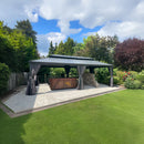 PURPLE LEAF Grau Alu Pavillon Wasserdicht Stabil Winterfest Wetterfest Gartenpavillon mit 4 Doppel Seitenteile Hardtop Pavillon mit Stahldach
