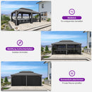 PURPLE LEAF Patio-Pavillon für den Garten Hardtop aus verzinktem Stahl mit verbesserten Vorhängen Arktis Grau