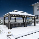 PURPLE LEAF Terrassenpavillon für den Garten | Hardtop mit verzinktem Stahlrahmen und Lichterkette  - transparent | Arktis Grau