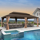 PURPLE LEAF Alu Pavillon Wasserdicht Stabil Winterfest Gartenpavillon mit Moskitonetz Hardtop Pavillon mit Stahldach, Bronze