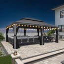 PURPLE LEAF Terrassenpavillon für den Garten | Hardtop mit verzinktem Stahlrahmen und Lichterkette  - transparent | Arktis Grau