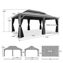 PURPLE LEAF Terrassenpavillon für den Garten | Hardtop mit verzinktem Stahlrahmen und Lichterkette  - transparent | Arktis Grau