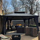 PURPLE LEAF Grau Alu Pavillon Wasserdicht Stabil Winterfest Wetterfest Gartenpavillon mit 4 Doppel Seitenteile Hardtop Pavillon mit Stahldach